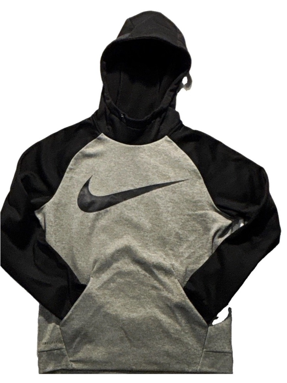 Nike Men's Gray and Black Swoosh Zip-Up Hoodie